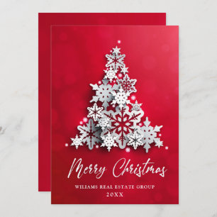 3D Snowflakes Christmas Tree Corporate Greeting Holiday Card