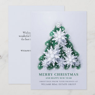 3D Snowflakes Christmas Tree Corporate Greeting Holiday Card