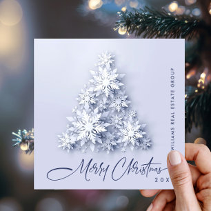 3D Snowflakes Christmas Tree Corporate Greeting Holiday Card