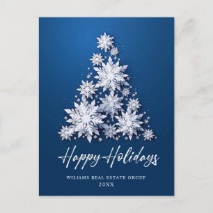 3D Snowflakes Christmas Tree Corporate Greeting Postcard