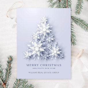 3D Snowflakes Christmas Tree Corporate Greeting Postcard