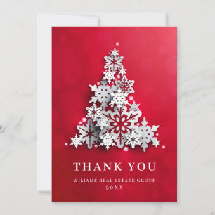3D Snowflakes Christmas Tree Corporate Holiday Thank You Card