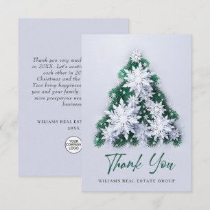 3D Snowflakes Christmas Tree Corporate Holiday Thank You Card