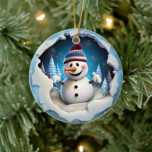 3d Snowman Ceramic Tree Decoration