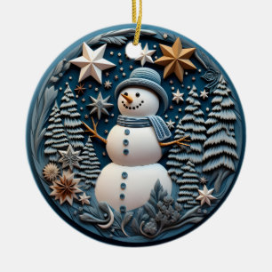 3D Snowman Chirstmas  Ceramic Tree Decoration