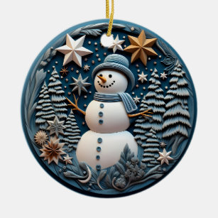 3D Snowman Chirstmas  Ceramic Tree Decoration