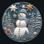 3D Snowman Chirstmas  Classic Round Sticker<br><div class="desc">3D Cute Chirstmas Sticker</div>