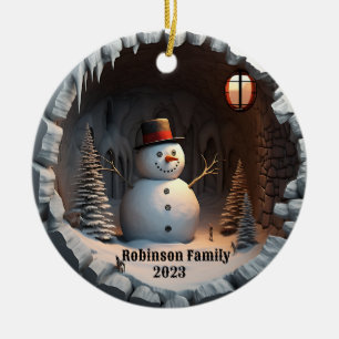 3D Snowman Christmas Ceramic Tree Decoration
