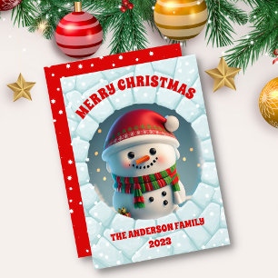 3D Snowman Christmas Holiday Card
