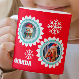 3D Snowman Christmas Personalised Kids Photo Coffee Mug