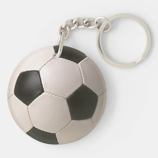 3D Soccerball Black White Football Key Ring (Back)