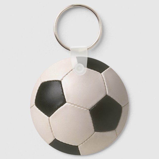 3D Soccerball Black White Football Key Ring (Front)