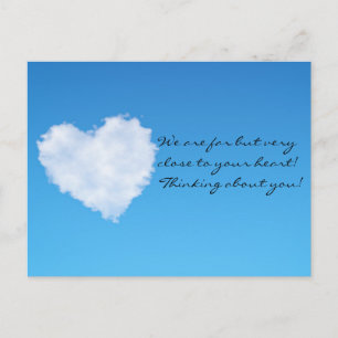 3D soft heart cloud. Thinking about you! Postcard