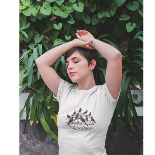 3D Songbirds Swirling Staff T-Shirt