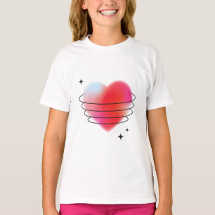 3d space hitech red valentine planet heart T-Shirt