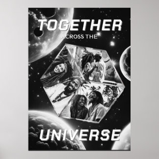 3D Space photo cube with planet poster