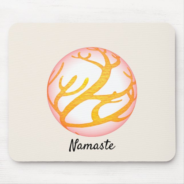 3D Sphere Eastern Design Namaste Mouse Mat (Front)