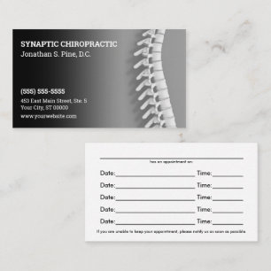 3D Spine Black Grey Chiropractic Appointment Cards