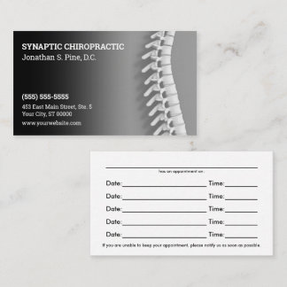 3D Spine Black Grey Chiropractic Appointment Cards