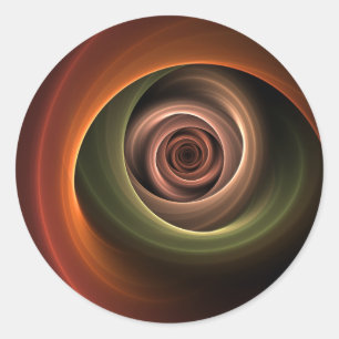 3D Spiral Abstract Warm Colors Modern Fractal Art Classic Round Sticker