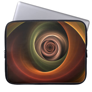 3D Spiral Abstract Warm Colors Modern Fractal Art Laptop Sleeve