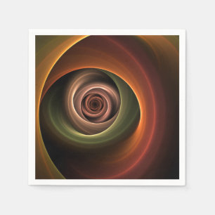 3D Spiral Abstract Warm Colors Modern Fractal Art Napkin