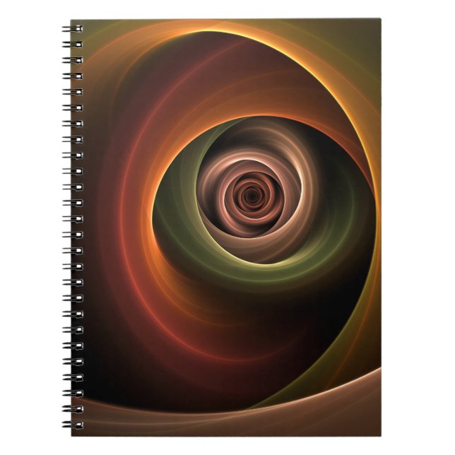 3D Spiral Abstract Warm Colors Modern Fractal Art Notebook (Front)