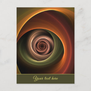 3D Spiral Abstract Warm Colors Modern Fractal Text Holiday Postcard