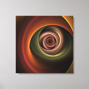 3D Spiral Abstract Warm Colours Modern Fractal Art Canvas Print