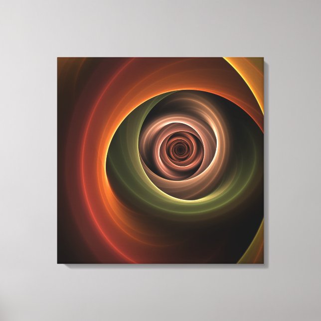 3D Spiral Abstract Warm Colours Modern Fractal Art Canvas Print (Front)