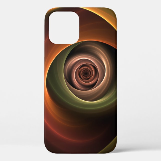 3D Spiral Abstract Warm Colours Modern Fractal Art Case-Mate iPhone Case (Back)