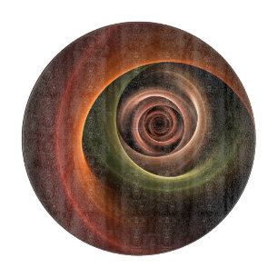 3D Spiral Abstract Warm Colours Modern Fractal Art Cutting Board