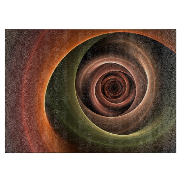 3D Spiral Abstract Warm Colours Modern Fractal Art Cutting Board (Front)