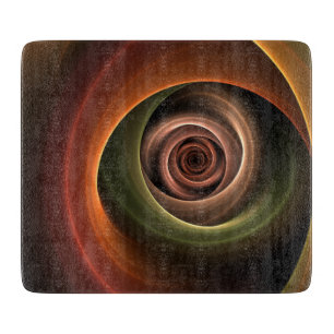 3D Spiral Abstract Warm Colours Modern Fractal Art Cutting Board