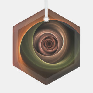 3D Spiral Abstract Warm Colours Modern Fractal Art Glass Tree Decoration