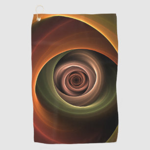 3D Spiral Abstract Warm Colours Modern Fractal Art Golf Towel