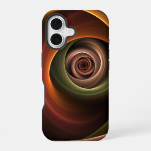 3D Spiral Abstract Warm Colours Modern Fractal Art iPhone 16 Case