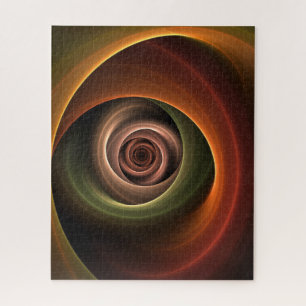 3D Spiral Abstract Warm Colours Modern Fractal Art Jigsaw Puzzle