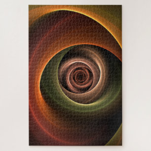 3D Spiral Abstract Warm Colours Modern Fractal Art Jigsaw Puzzle