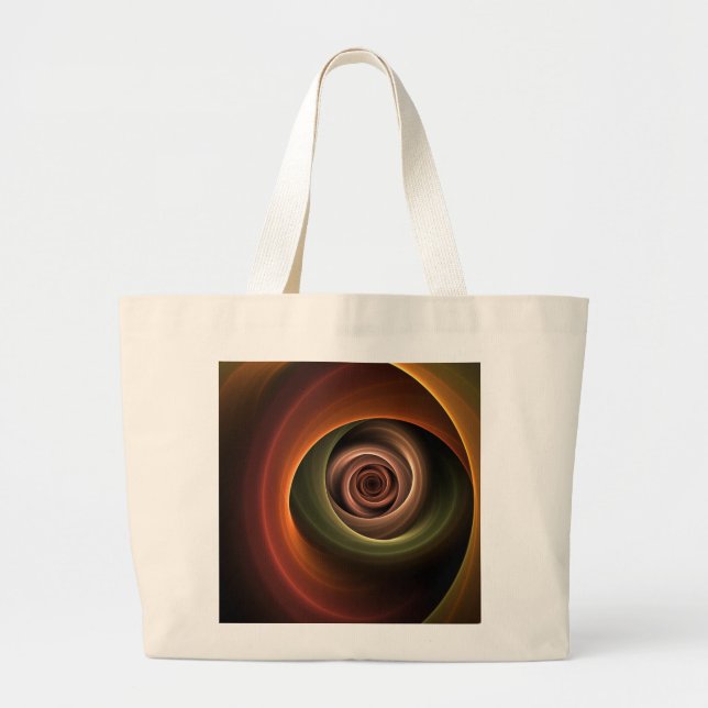 3D Spiral Abstract Warm Colours Modern Fractal Art Large Tote Bag (Front)