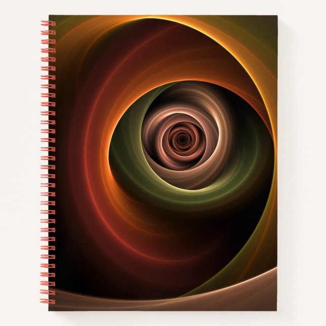 3D Spiral Abstract Warm Colours Modern Fractal Art Notebook (Front)
