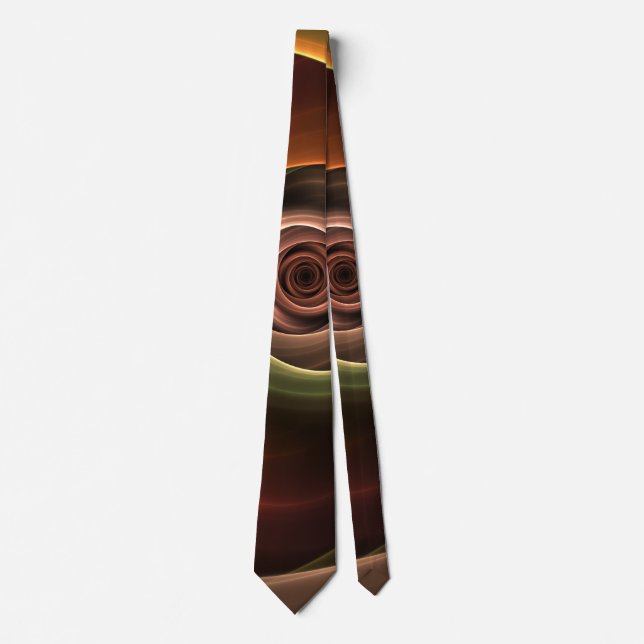 3D Spiral Abstract Warm Colours Modern Fractal Art Tie (Front)