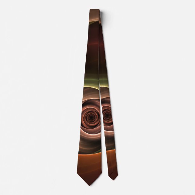3D Spiral Abstract Warm Colours Modern Fractal Art Tie (Front)