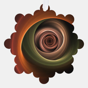 3D Spiral Abstract Warm Colours Modern Fractal Art Tree Decoration Card