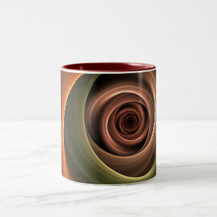 3D Spiral Abstract Warm Colours Modern Fractal Art Two-Tone Coffee Mug