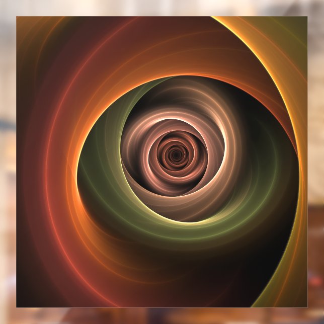 3D Spiral Abstract Warm Colours Modern Fractal Art Window Cling (Sheet 2)