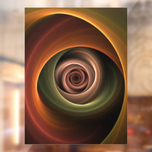 3D Spiral Abstract Warm Colours Modern Fractal Art Window Cling