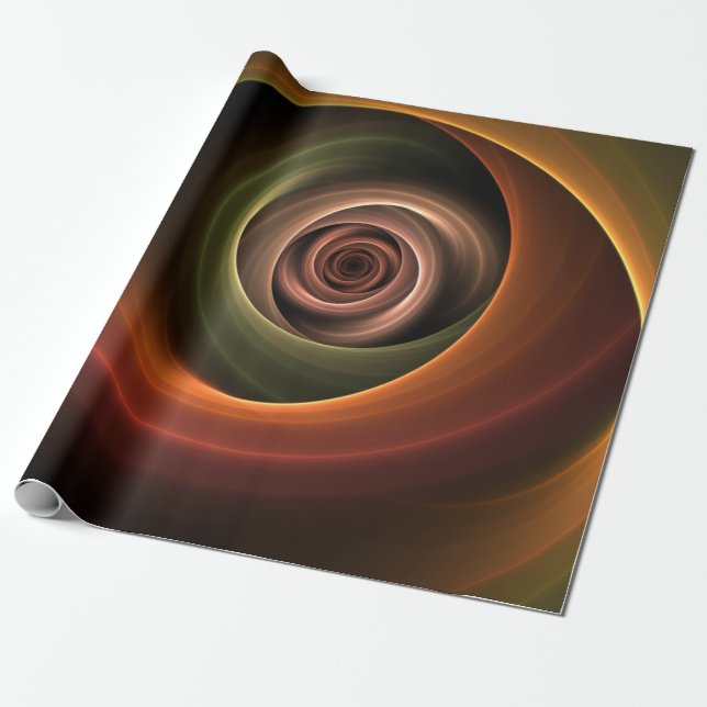 3D Spiral Abstract Warm Colours Modern Fractal Art Wrapping Paper (Unrolled)