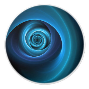 3D Spiral Blue Colors Modern Abstract Fractal Art Ceramic Knob
