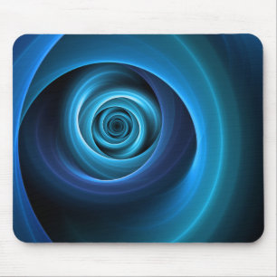 3D Spiral Blue Colors Modern Abstract Fractal Art Mouse Mat